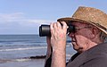 2011-07-06 17:23 Dad looking through binoculars at Redcar.