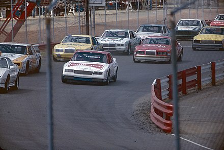 NASCAR Cup racecars before the start on the 1/2-mile configuration in September 1984