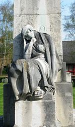 Sculpture of Grief from Rickmansworth Cenotaph. Churchyard of St Mary's Church.