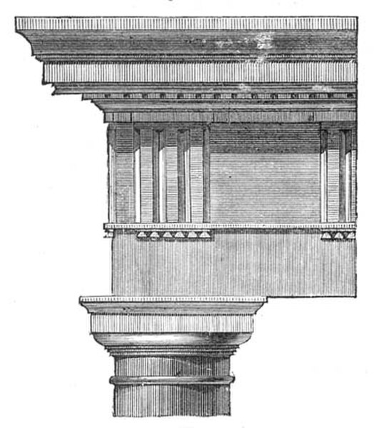 The Roman Doric order from the Theater of Marcellus: triglyphs centered over the end column