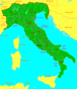 Италийските региони, след реформата на Октавиан Август (1 век)