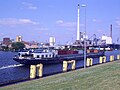 Inland ship in the industrial port