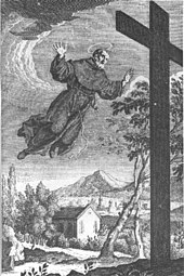 The patron saint of air travelers, aviators, astronauts, people with a mental handicap, test takers, and poor students is Saint Joseph of Cupertino, who is said to have been gifted with supernatural flight. San Giuseppe di Copertino 18th century engraving.jpg