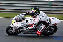 Sandro Cortese races MotoGP at Sachsenring, 2011 Sandro Cortese - MotoGP - Sachsenring 2011.jpg