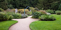 The circular Rose Garden with temporary herbaceous planting.