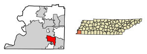 Location of Germantown in Shelby County, Tennessee.