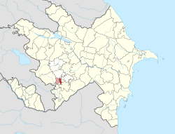 阿塞拜疆地图中的舒沙区 （深红色为阿塞拜疆政府实控区）