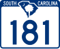 South Carolina Highway 181 marker