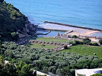 Remnants of Tiberius' villa at Sperlonga, on the coast midway between Rome and Naples SperlongaVillaTiberio.jpg
