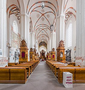 Interior of the Church of St. Francis and St. Bernard in Vilnius, Lithuania.