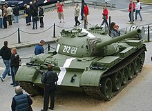Soviet T-54A with invasion stripe commemorating the Prague Spring T-54A in Prague.jpg