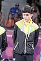 Deutsch: Tischtennis bei den Olympischen Jugendspielen 2018; Tag 9, 15. Oktober 2018; Mixed Medaillenzeremonie - Gold: Yingsha Sun & Wang Chuqin (CHN), Silber: Miu Hirano & Tomokazu Harimoto (JPN), Bronze: Su Pei-ling & Lin Yun-ju (TPE)); Medaillen-Verleiher: IOC member Ryu Seung-minu (KOR), Maskottchen-Verleiher: ITTF Vice-Presiden Nestor Tenca (ARG) English: Table tennis at the 2018 Summer Youth Olympics at 15 October 2018 – Mixed Medal Ceremony - Gold: Yingsha Sun & Wang Chuqin (CHN), Silver: Miu Hirano & Tomokazu Harimoto (JPN), Bronze: Su Pei-ling & Lin Yun-ju (TPE)); Medal presenter: IOC member Ryu Seung-minu (KOR), Mascot presenter: ITTF Vice-Presiden Nestor Tenca (ARG)