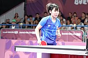 Deutsch: Tischtennis bei den Olympischen Jugendspielen 2018; Tag 9, 15. Oktober 2018; Mixed, Finale, Mixed-Doppel – Miu Hirano (JPN) gegen Sun Yingsha (CHN) 2:3 English: Table tennis at the 2018 Summer Youth Olympics at 15 October 2018 – Mixed Final, Mixed-Double – Miu Hirano (JPN) Vs Sun Yingsha (CHN) 2:3