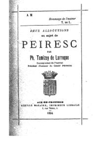 Philippe Tamizey de Larroque, Deux allocutions au sujet de Peiresc, 1894    