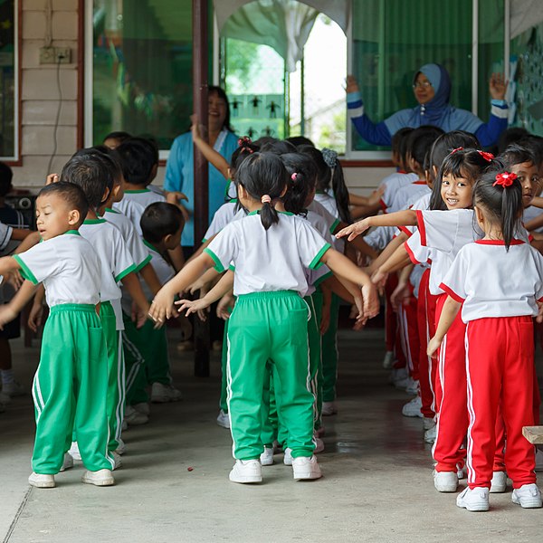 Preschoolers in Malaysia exercising