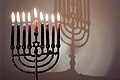 Menorah lit on 8th night of Hanukkah (flickr)