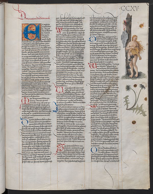 The Ambraser Heldenbuch, folio 215r. The initials VF on the shield are assumed to be those of the artist.