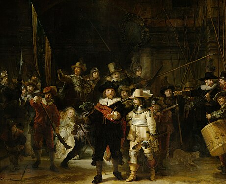 La noktaj gardistoj (1642) de Rembranto