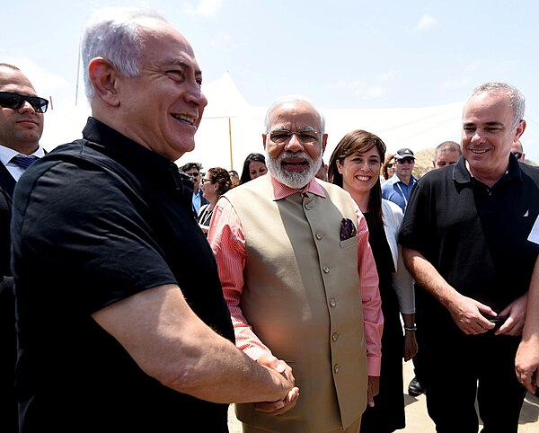 Hotovely with Israeli Prime Minister Benjamin Netanyahu and Indian Prime Minister Narendra Modi in 2017