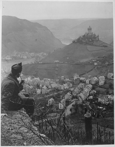 File:This old castle perched on a hilltop above the Moselle River and the town of Cochem, Germany, is headquarters of the... - NARA - 530785.tif