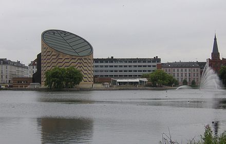 Tycho Brahe Planetarium building, Copenhagen, is an example of a truncated cylinder