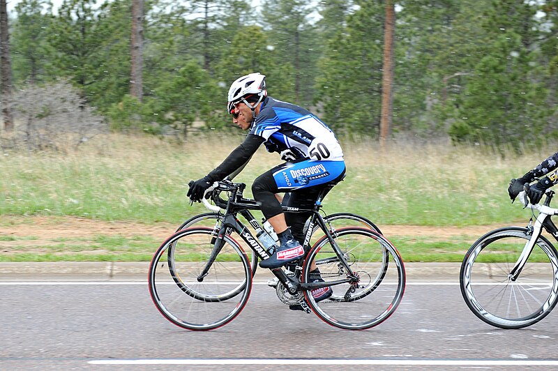 File:U.S. Air Force Staff Sgt. Marc Esposito, background, and Adam Tanverdi pedal their bicycles along the course while competing in the 20-kilometer upright bike race during the inaugural Warrior Games at the 100513-F-QE915-141.jpg