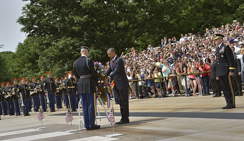 File:U.S. President Barack Obama sets a wreath in front of the Tomb of the Unknowns to honor the nations fallen service members during the 145th annual Memorial Day observance at Arlington National Cemetery, Va 130527-D-NI589-212.jpg