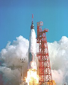 Launch of Mercury-Atlas 6 with John Glenn, becoming the first American to orbit the Earth. US Air Force 050811-F-1234P-004 Mercury Atlas 6 Liftoff.jpg