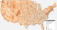 US bachelor's degree by county in the United States US bachelor's degree by county in the United States.png