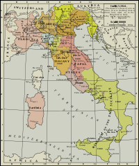Italian unification between 1815 and 1924 Unification of Italy 1815-1924.svg