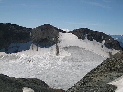 Vadret Calderas und Tschima da Flix beim Aufstieg zum Piz Calderas