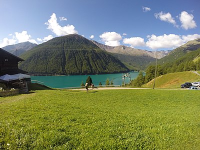 Nockspitze (mountain) über dem Vernagt-Stausee (lake)