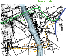 Different routes, on the background of the 1893 plan. Viaduc-de-Gien Traces.svg