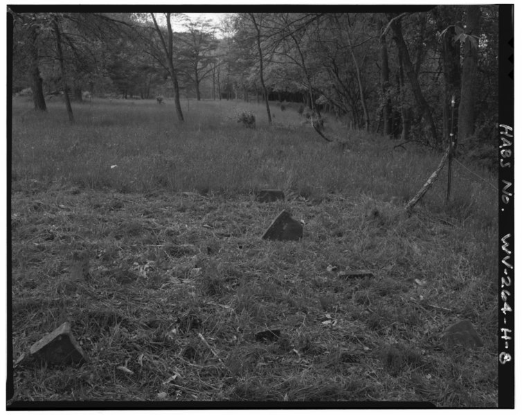 File:View west, cemetery, detail of stones - Wilkins Farm, Cemetery, South side of Dove Hollow Road, 6000 feet east of State Route 259, Lost City, Hardy County, WV HABS WVA,16-LORIV.V,1H-8.tif