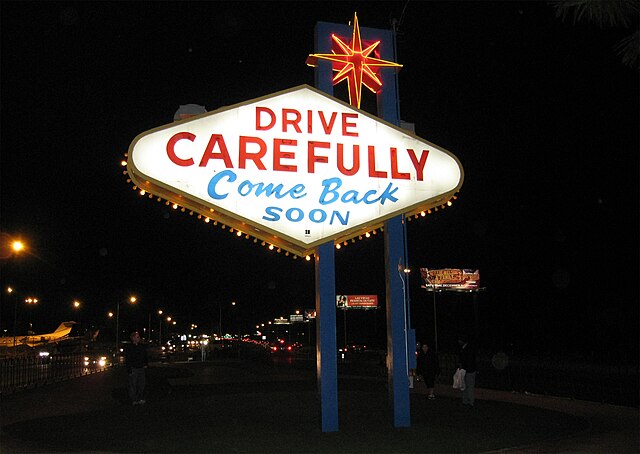The back of the sign at night in 2009
