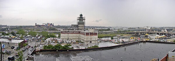 From Flushing; Willets Point is in the background and to the left is Citi Field (2010)