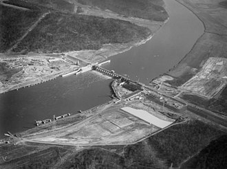 Work below powerhouse at Guntersville Dam, Alabama about 1938-1939 Work below powerhouse at Guntersville Dam, Alabama about 1938-1939 - NARA - 23933399 (cropped).jpg