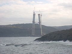 Poyrazköy pylons (view from Garipçe, Sarıyer in January 2014)