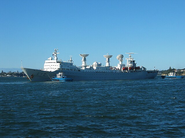 Yuanwang 2 in Auckland, New Zealand on October 27, 2005. The ship was resupplying after being at sea to support the flight