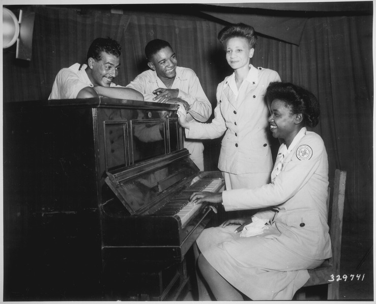 File:"Negro GIs and American Red Cross workers, college graduates, join in some musical fun at Assam, India...", 08-23-1944 - NARA - 531351.tif