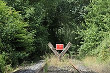 Seit Unwettern im Sommer 2010 sind Gleise der Bahnstrecke Ibbenbüren–Hövelhof der Teutoburger Wald-Eisenbahn (TWE) gesperrt.