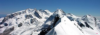 Monte Rosa-Massiv mit dem höchsten Berg des Piemont