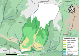 Mapa de colores que muestra el uso de la tierra.