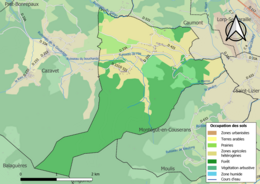 Mapa de colores que muestra el uso de la tierra.