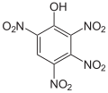 Deutsch: Struktur von 2,3,4,6-Tetranitrophenol English: Structure of 2,3,4,6-Tetranitrophenol