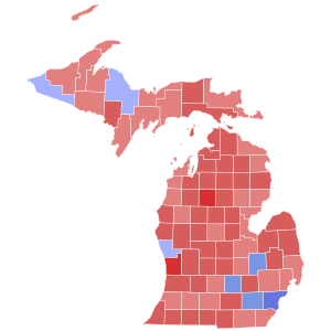 2010 Michigan Attorney General election results map by county.svg