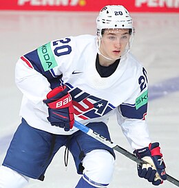 Photographie couleur d'un joueur de hockey sur glace