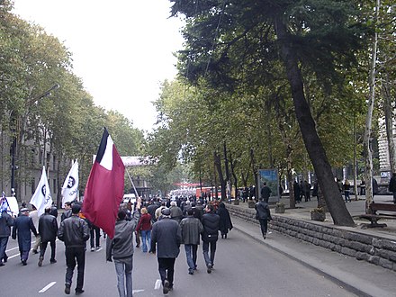 Rose Revolution Georgia, Tbilissi 2003. Descendez sur l'avenue Rustaveli.