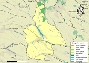 Barevná mapa znázorňující využití půdy.