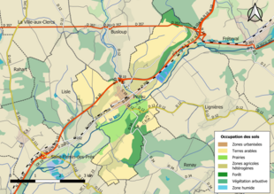 Carte en couleurs présentant l'occupation des sols.